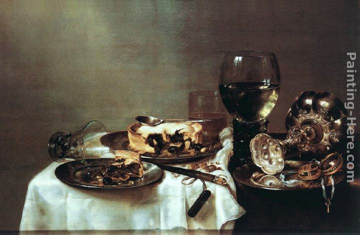 Breakfast with Blackberry Pie painting - Willem Claesz Heda Breakfast with Blackberry Pie art painting